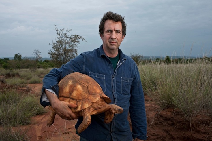 Eric Goode, creater of "Tiger King" and founder of the Ojai-based Turtle Conservancy, with a plowshare tortoise