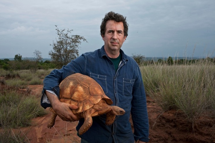 Eric Goode, creater of "Tiger King" and founder of the Ojai-based Turtle Conservancy, with a plowshare tortoise