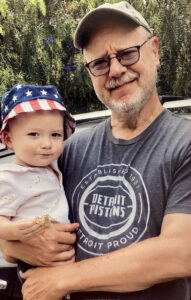 Franz Lidz with his grandson Cloudy.