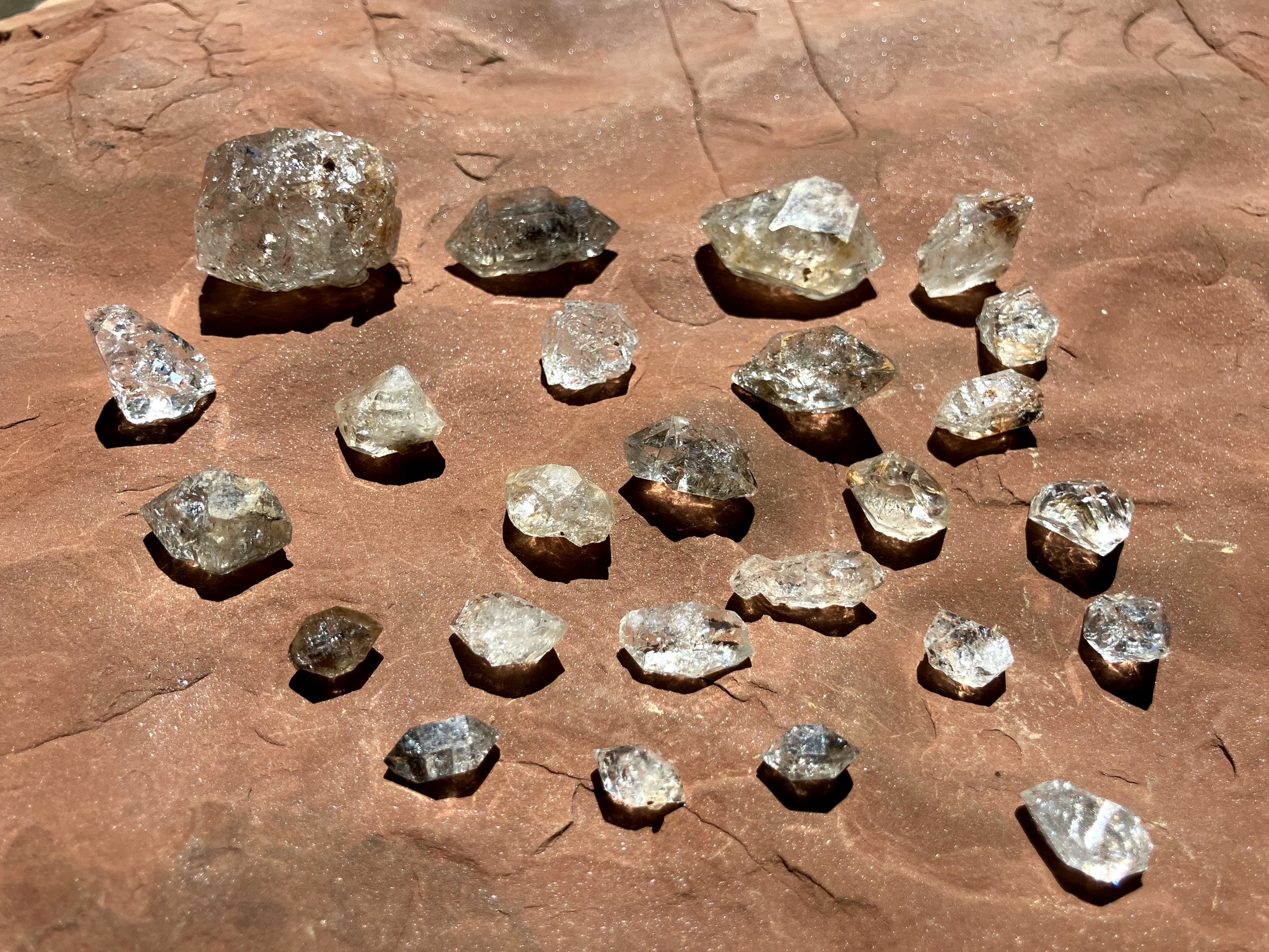 Variety of local doubly-terminated quartz crystals